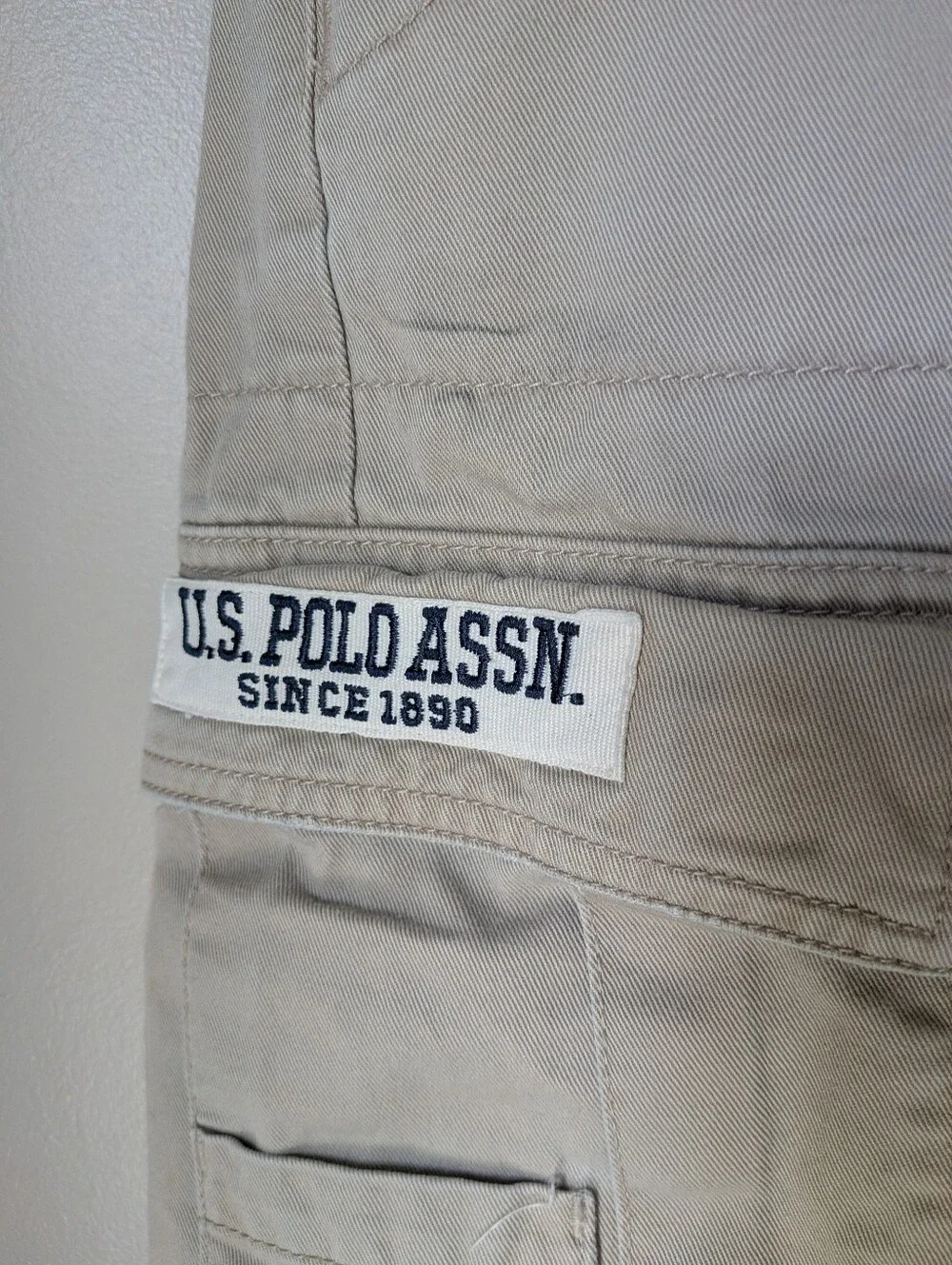 U.S. Polo Assn. Men's Vintage Tan Cargo Shorts with Patch Pocket